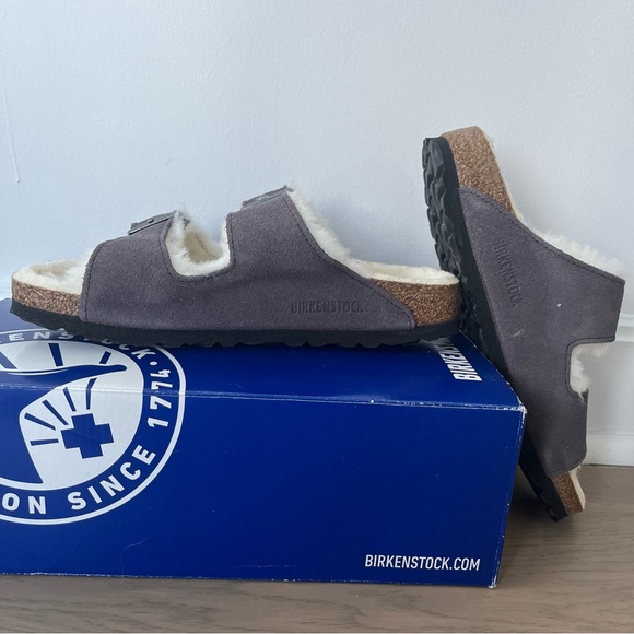 BIRKENSTOCK Arizona Shearling Stormy Gray Narrow Fit 38 - Picture 4 of 6